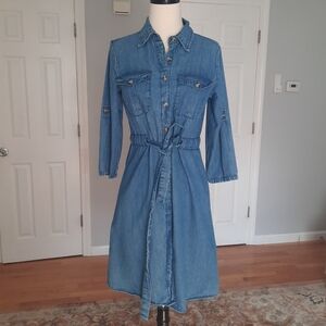 MPH button-down belted denim dress